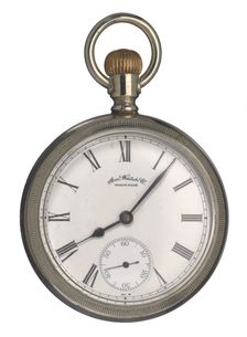 Pocket watch likely carried by Matthew Henson in 1908-9 Arctic expedition, 1888-1889. Creator: Unknown