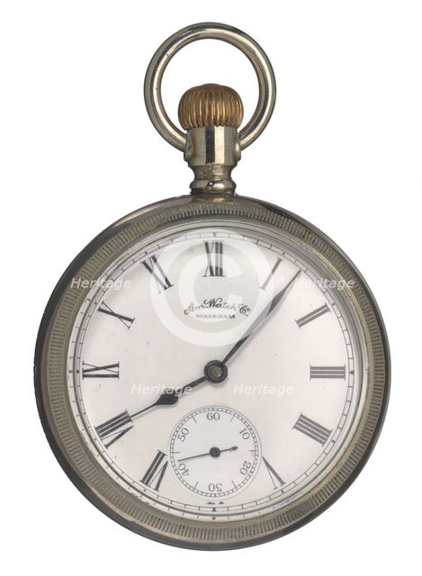 Pocket watch likely carried by Matthew Henson in 1908-9 Arctic expedition, 1888-1889. Creator: Unknown.