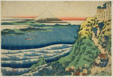 Poem by Yamabe no Akahito, from the series "One Hundred Poems Explained by the Nurse..., c1835/36. Creator: Hokusai