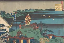 Poem by Abe no Nakamaro, from the series One Hundred Poems..., late 18th-early 19th century. Creator: Hokusai