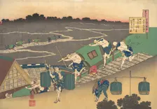 Poem by Fujiwara no Michinobu Ason, from the series One Hundred Poems Explained by th..., 1760-1845. Creator: Hokusai
