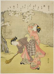 Poem by Ki no Tsurayuki, from an untitled series of Thirty-Six Immortal Poets, c. 1767/68. Creator: Suzuki Harunobu