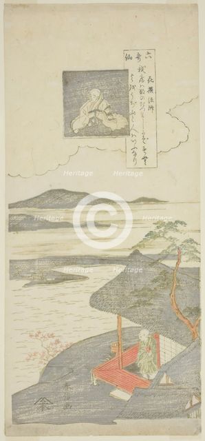 Poem by Kisen Hoshi, from the series "Six Famous Poets (Rokkasen)", c. 1764/65. Creator: Suzuki Harunobu.