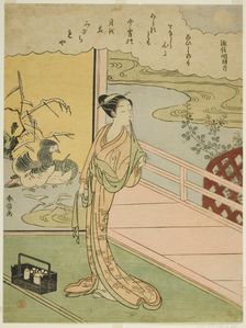 Poem by Minamoto no Saneakira Ason, from an untitled series of Thirty-Six Immortal Poets, c.1767/68. Creator: Suzuki Harunobu