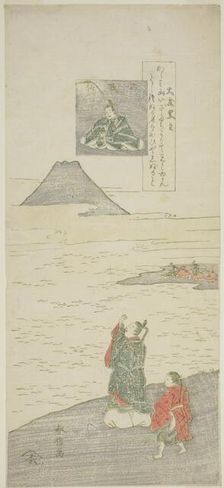 Poem by Otomo no Kuronushi, from the series "Six Famous Poets (Rokkasen)", c. 1764/65. Creator: Suzuki Harunobu