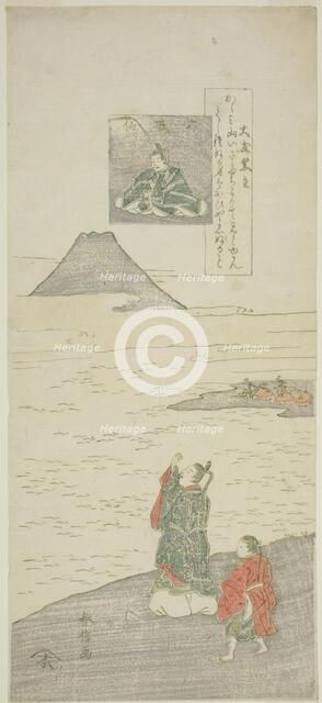 Poem by Otomo no Kuronushi, from the series "Six Famous Poets (Rokkasen)", c. 1764/65. Creator: Suzuki Harunobu.