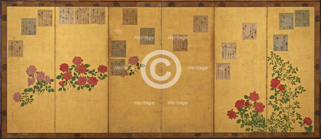 Poem papers and roses, Edo period, 1615-1868. Creator: Unknown.