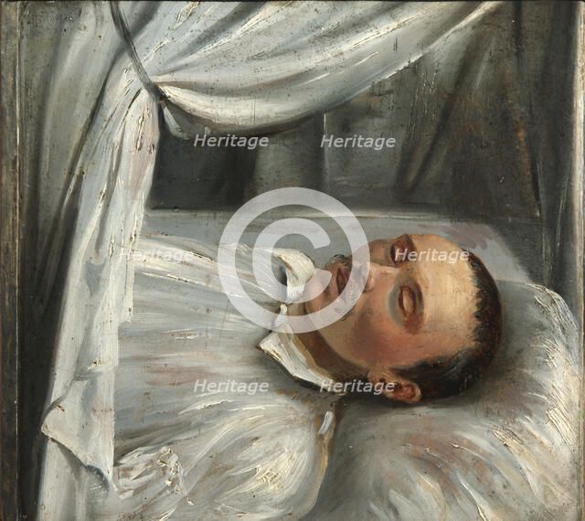 Poet Mikhail Lermontov (1814-1841) on the deathbed, 1841.  Creator: Schwede, Robert (1806-1871).