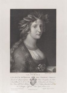 Poetry, a woman with a laurel crown, 1827. Creators: Raphael Morghen, Pietro Ermini