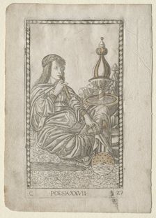 Poetry (from the Tarocchi, series C: Liberal Arts, #27), before 1467. Creator: Master of the E-Series Tarocchi (Italian, 15th century)