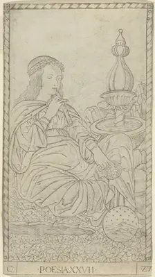 Poetry, plate 27 from Arts and Sciences, c.1465. Creator: Unknown