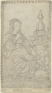 Poetry, plate 27 from Arts and Sciences, c.1465. Creator: Unknown