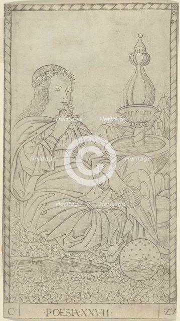 Poetry, plate 27 from Arts and Sciences, c.1465. Creator: Unknown.