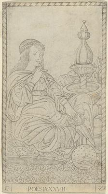 Poetry, plate 27 from Arts and Sciences, c.1465. Creator: Unknown