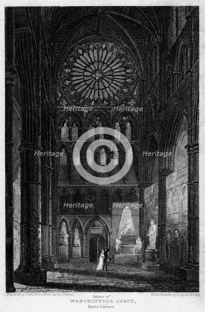 Poets' Corner, Westminster Abbey, London, 1815.Artist: Lewis