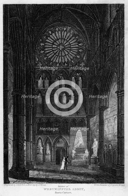 Poets' Corner, Westminster Abbey, London, 1815.Artist: Lewis