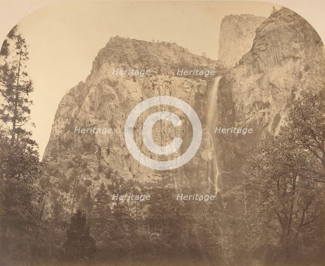 Pohono, Bridal Veil, 900 Feet, Yosemite, 1861. Creator: Carleton Emmons Watkins.