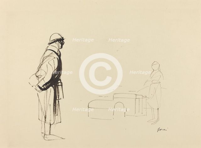 Poilu and Nurse, c. 1914/1919. Creator: Jean Louis Forain.