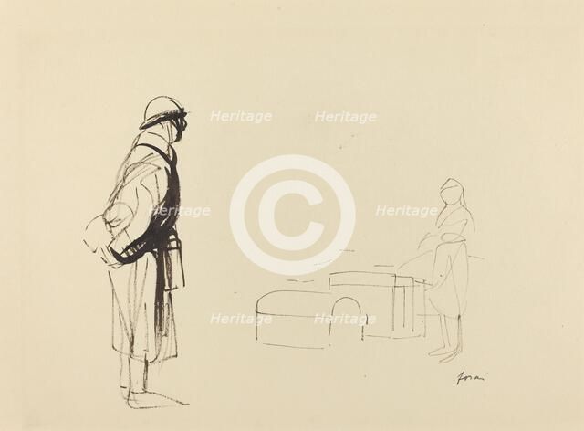 Poilu and Nurse, c. 1914/1919. Creator: Jean Louis Forain.