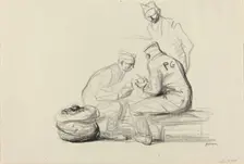 Poilu and German Prisoners, c. 1914/1919. Creator: Jean Louis Forain