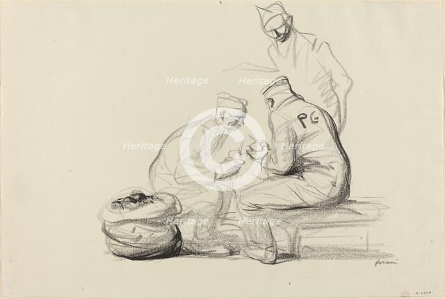 Poilu and German Prisoners, c. 1914/1919. Creator: Jean Louis Forain.