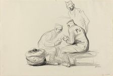 Poilu and German Prisoners, c. 1914/1919. Creator: Jean Louis Forain