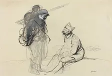 Poilu and Tommy Conversing, c. 1914/1919. Creator: Jean Louis Forain
