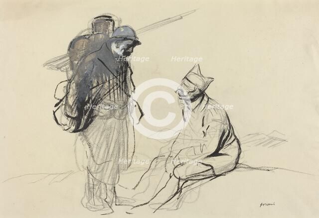 Poilu and Tommy Conversing, c. 1914/1919. Creator: Jean Louis Forain.