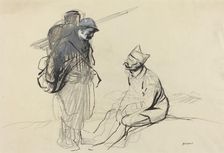 Poilu and Tommy Conversing, c. 1914/1919. Creator: Jean Louis Forain