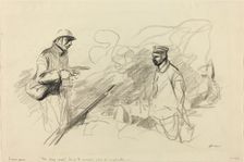Poilu Acknowledging German Soldier, probably 1918. Creator: Jean Louis Forain
