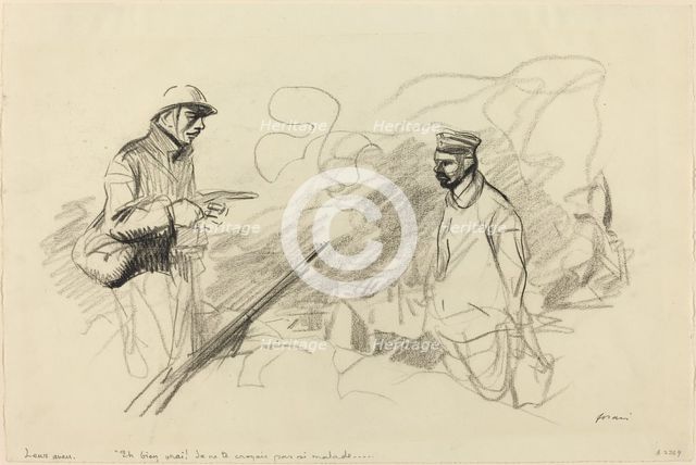 Poilu Acknowledging German Soldier, probably 1918. Creator: Jean Louis Forain.