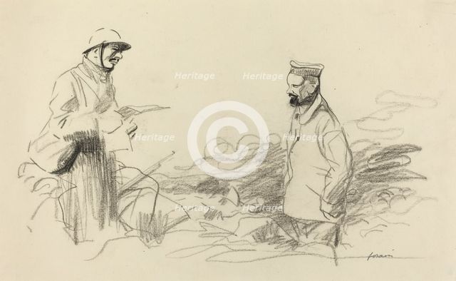 Poilu Acknowledging German Soldier, probably 1918. Creator: Jean Louis Forain.