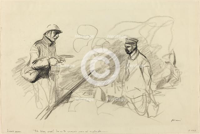 Poilu Acknowledging German Soldier, probably 1918. Creator: Jean Louis Forain.