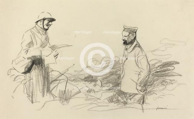 Poilu Acknowledging German Soldier, probably 1918. Creator: Jean Louis Forain.
