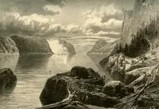 Point Noir, Trinity Rock, and Cape Eternity, Saguenay River c1870. Creator: Frederick William Quartley