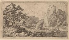 Pointed Boulder at the Bank of a River, probably c. 1645/1656. Creator: Allart van Everdingen
