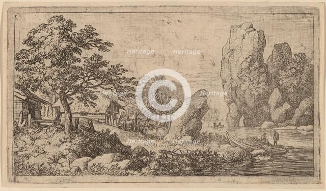 Pointed Boulder at the Bank of a River, probably c. 1645/1656. Creator: Allart van Everdingen.