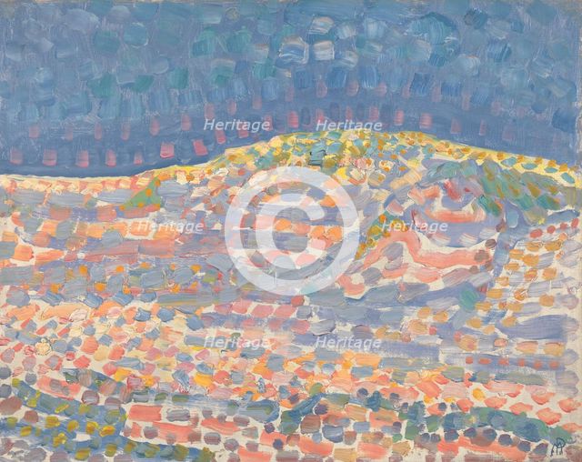 Pointillist study of a dune with a ridge on the right, 1909. Creator: Mondrian, Piet (1872-1944).