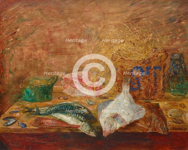 Poissons et coquillages (Fish and shellfish), 1895. Creator: Ensor, James (1860-1949).