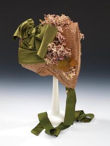 Poke bonnet, American, ca. 1865. Creator: Unknown