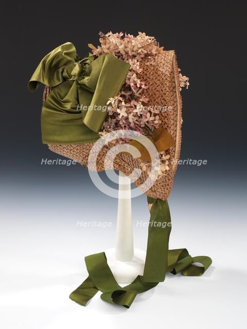 Poke bonnet, American, ca. 1865. Creator: Unknown.