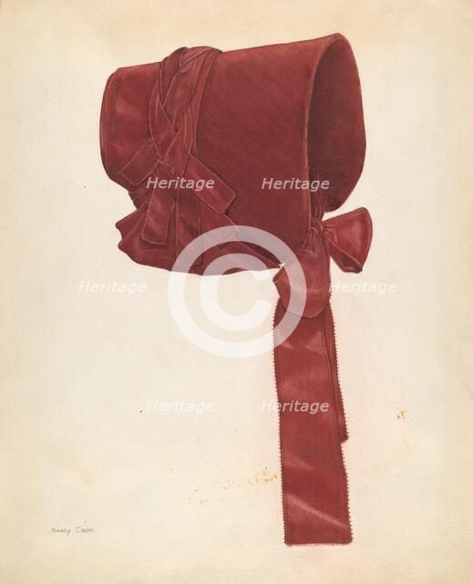Poke Bonnet, c. 1938. Creator: Nancy Crimi.