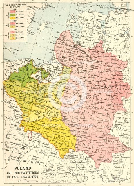 'Poland and the Partitions of 1772, 1793 & 1795', (c1920). Creator: John Bartholomew & Son.