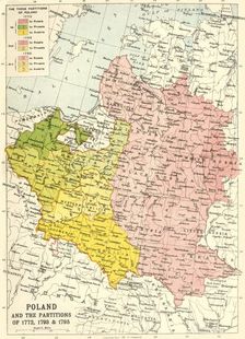 Poland and the Partitions of 1772, 1793 & 1795 (c1920). Creator: John Bartholomew & Son