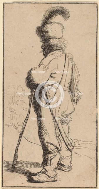Polander Leaning on a Stick, c. 1632. Creator: Rembrandt Harmensz van Rijn.