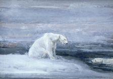 Polar Bears watching for Seals at an Ice Hole c1867-1910. Artist: John MacAllan Swan