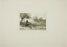 Pole Fishing, c. 1864. Creator: Charles Emile Jacque