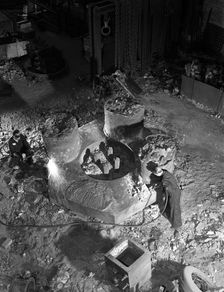 Pole magnet casting from above, Edgar Allen's steel foundry, Sheffield, South Yorkshire, 1963. Creator: Michael Walters