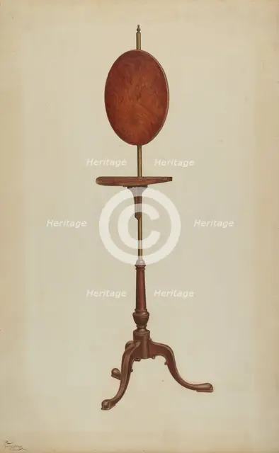 Pole Screen and Candlestand, 1940. Creator: Rolland Livingstone.