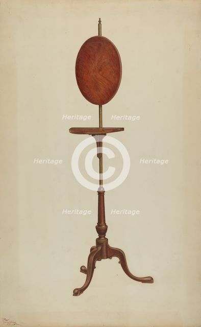 Pole Screen and Candlestand, 1940. Creator: Rolland Livingstone.